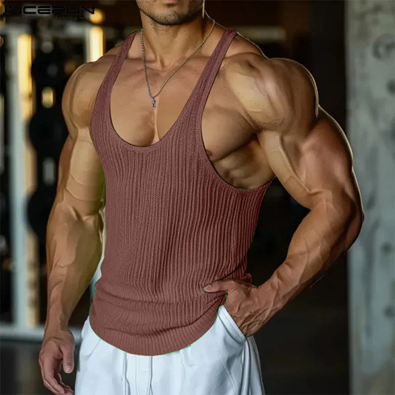 American Style Tight Texture Vests Tank Tops S-5XL