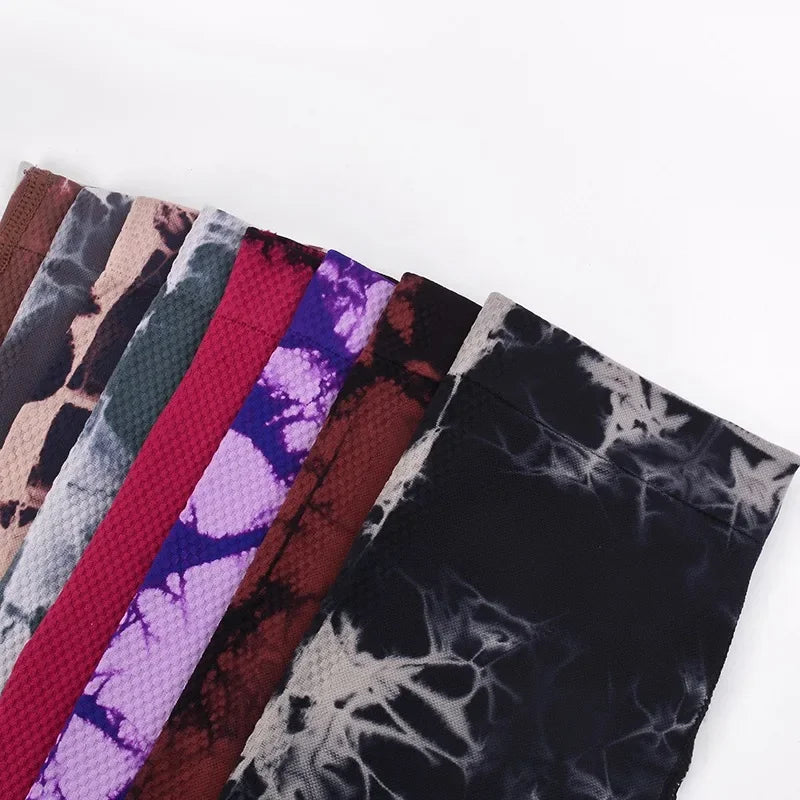 Women Tiedye Gym Leggings Seamless Push Up Booty Pants