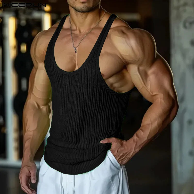 American Style Tight Texture Vests Tank Tops S-5XL