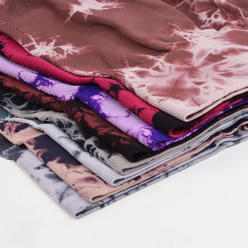 Women Tiedye Gym Leggings Seamless Push Up Booty Pants