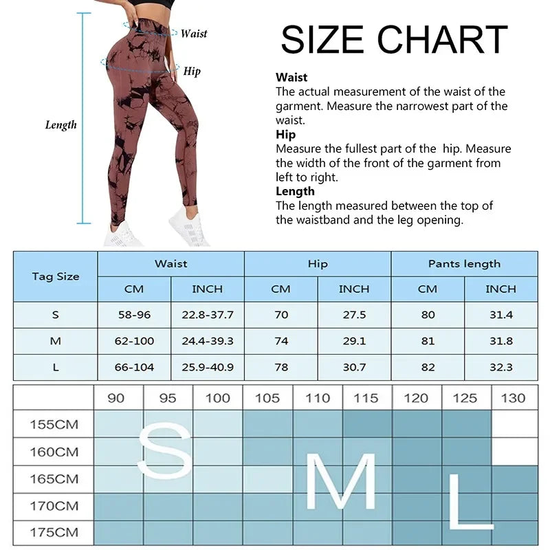 Women Tiedye Gym Leggings Seamless Push Up Booty Pants