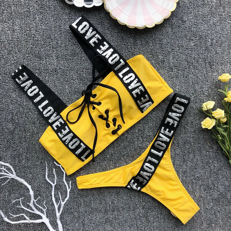 Neon Bikini Women Push Up Set