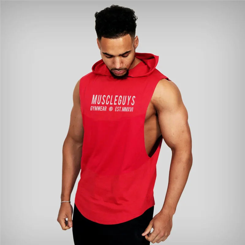 Cotton sleeveless hooded tank top