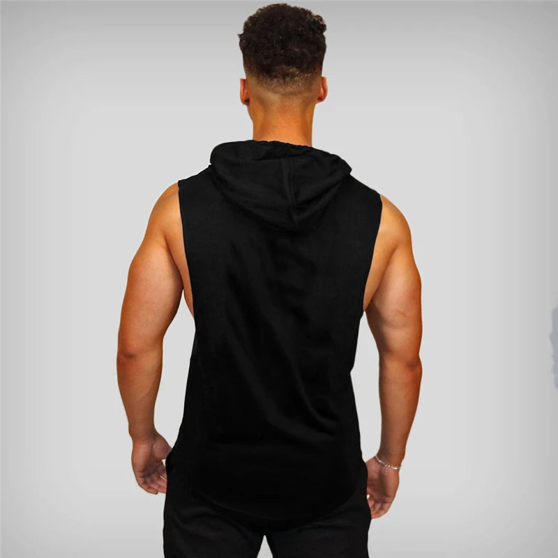 Cotton sleeveless hooded tank top