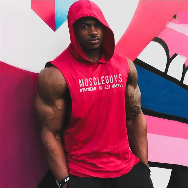 Cotton sleeveless hooded tank top