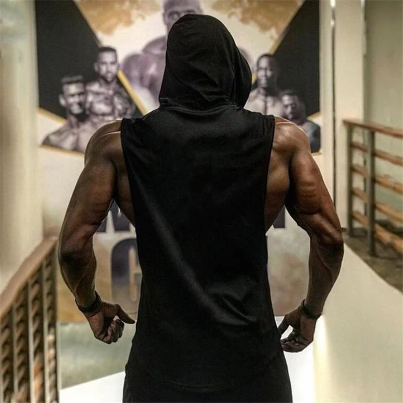 Cotton sleeveless hooded tank top