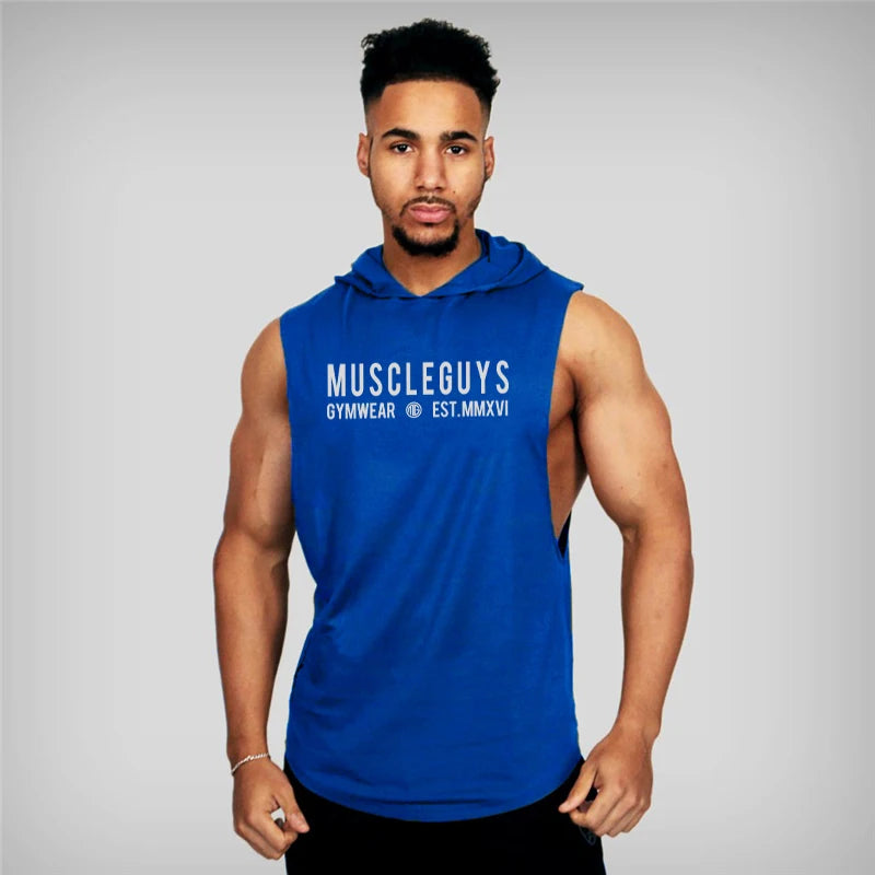 Cotton sleeveless hooded tank top