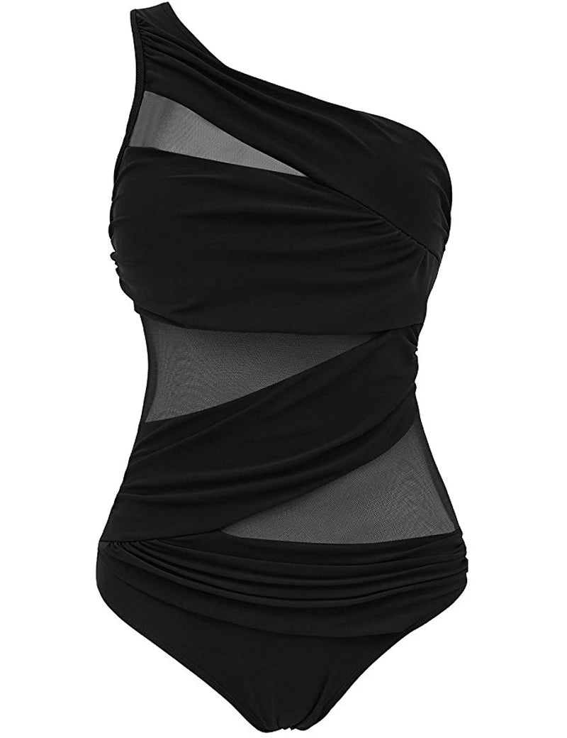 One Piece Mesh Monokini Bikini Push-up Swimsuit Plus Size