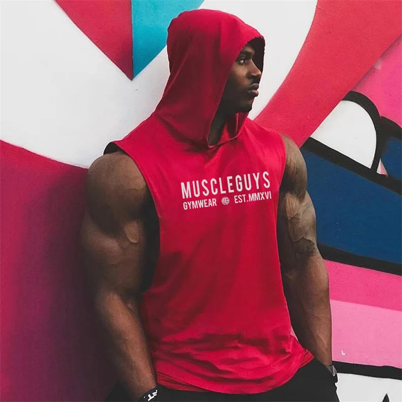 Cotton sleeveless hooded tank top