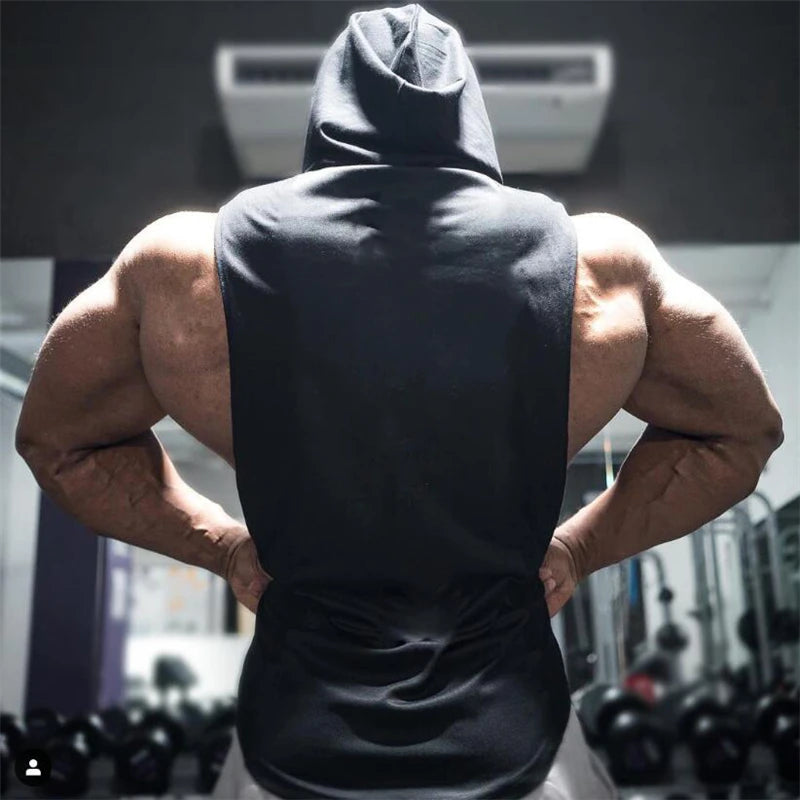Cotton sleeveless hooded tank top