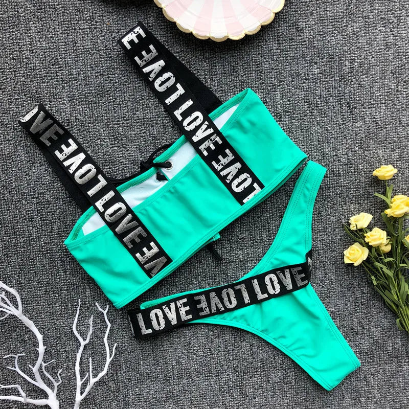 Neon Bikini Women Push Up Set