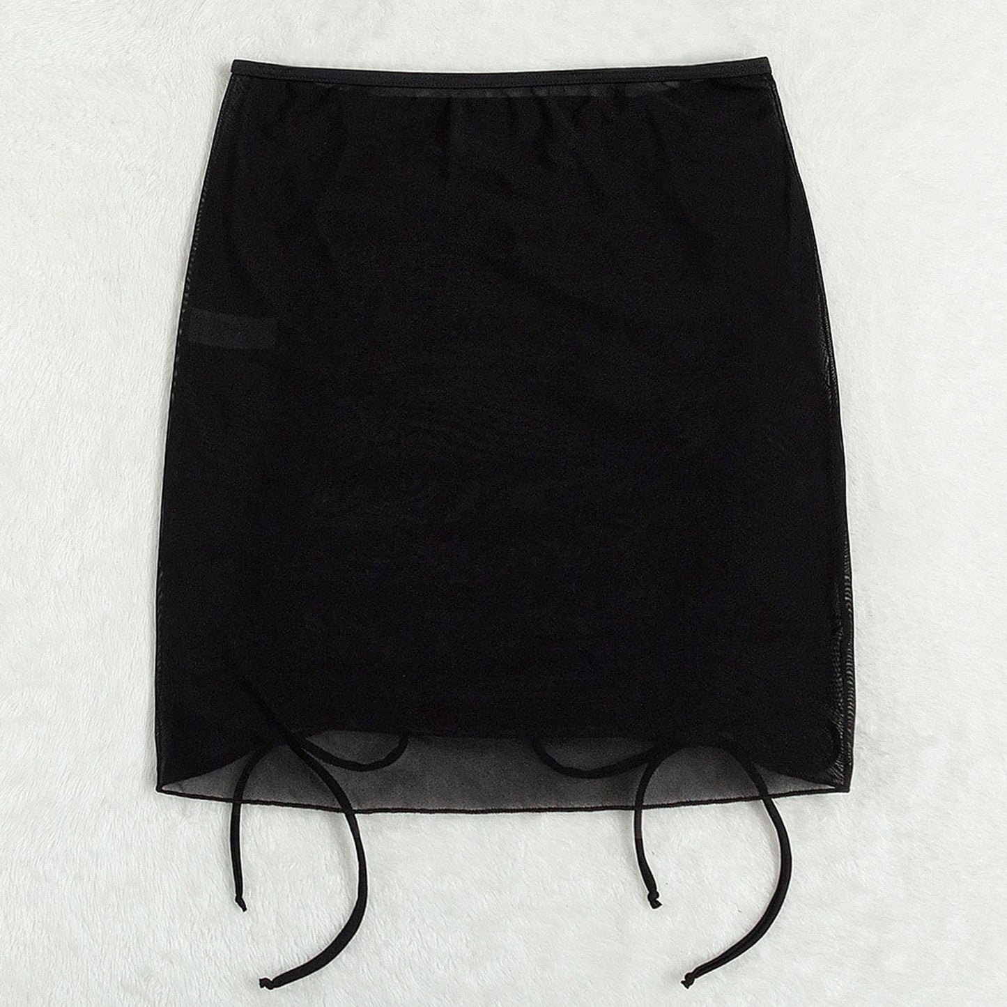 Women Black Chiffon Swimwear See Through