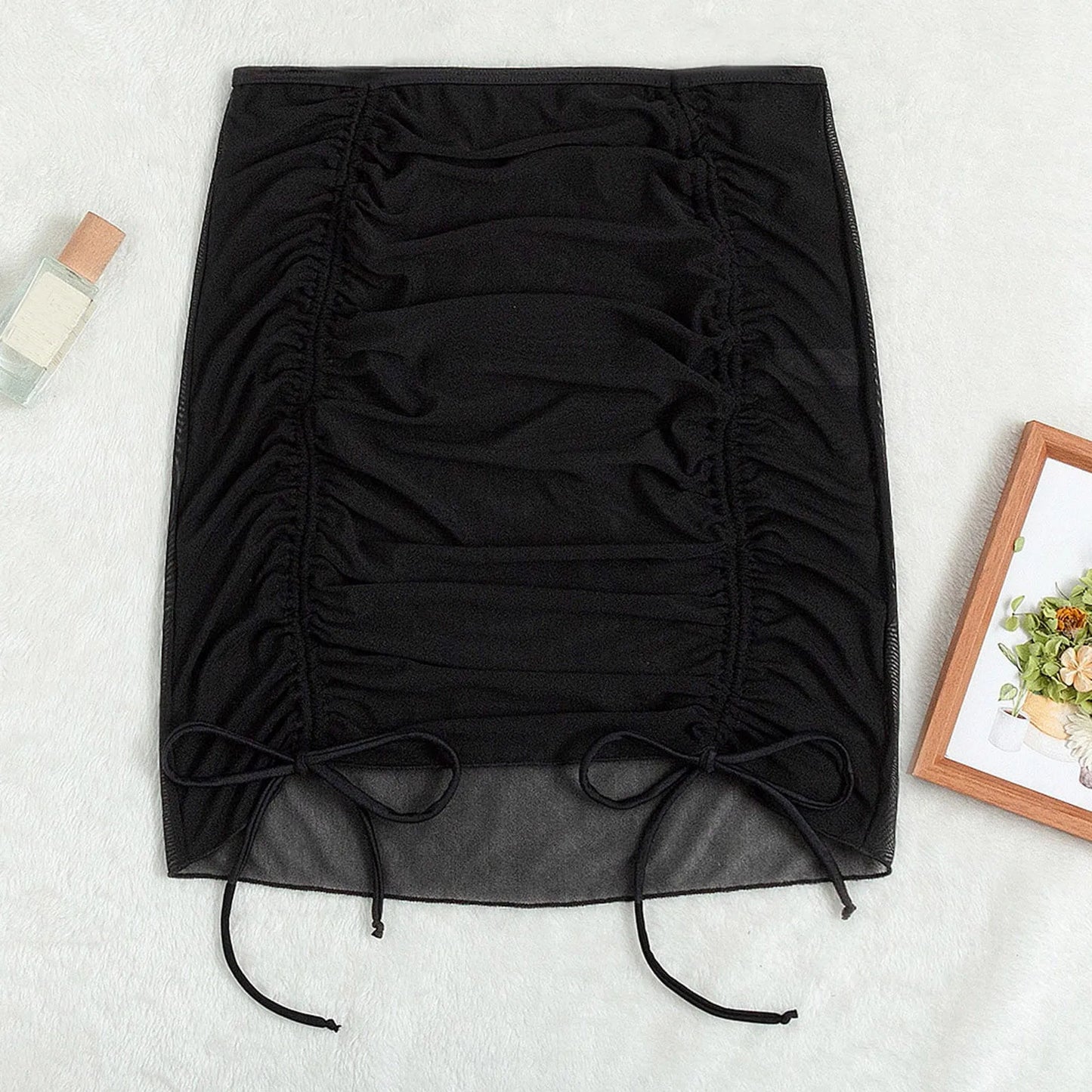 Women Black Chiffon Swimwear See Through