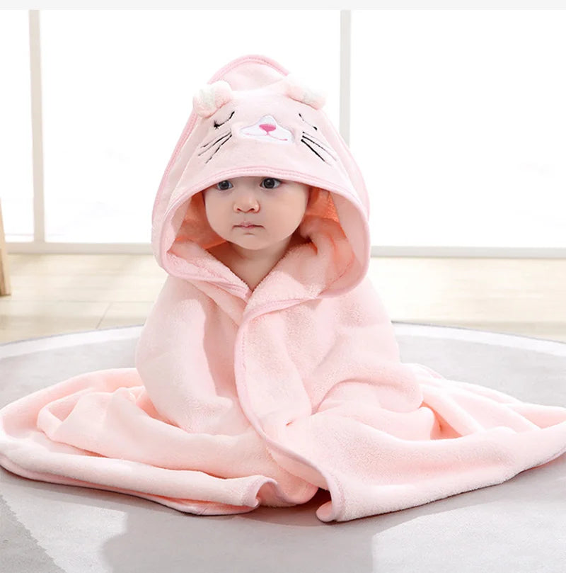 Cartoon Animal Baby Bath  Hooded Towel Bathrobe