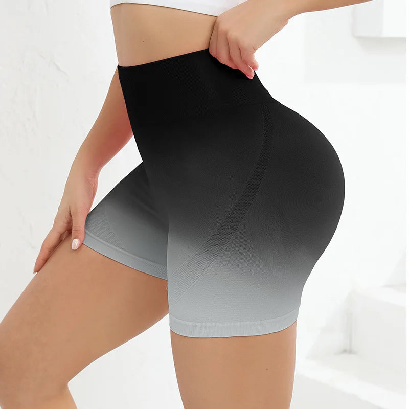 Women Seamless Ombre Scrunch Workout Shorts High Waisted