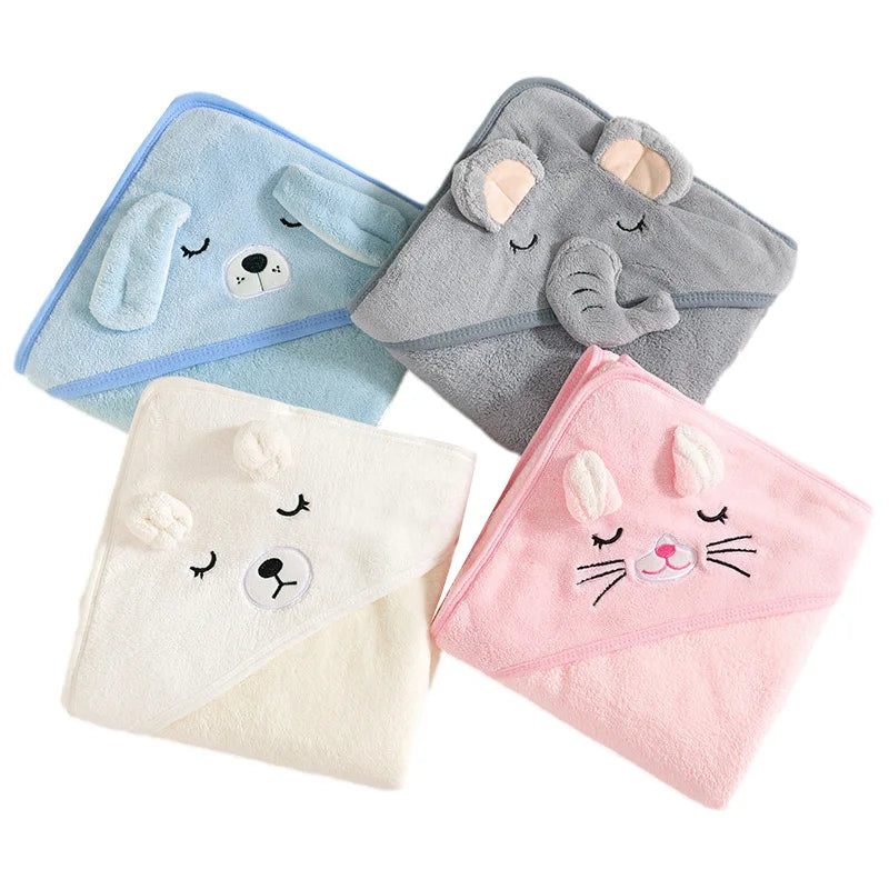 Cartoon Animal Baby Bath  Hooded Towel Bathrobe