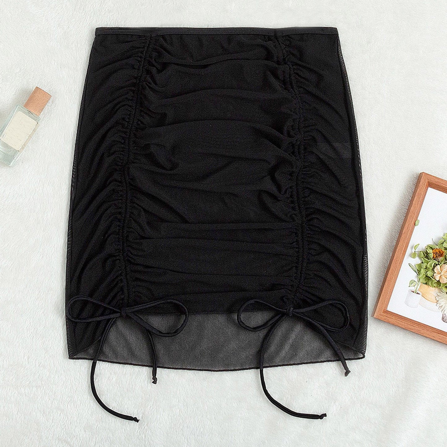 Women Black Chiffon Swimwear See Through