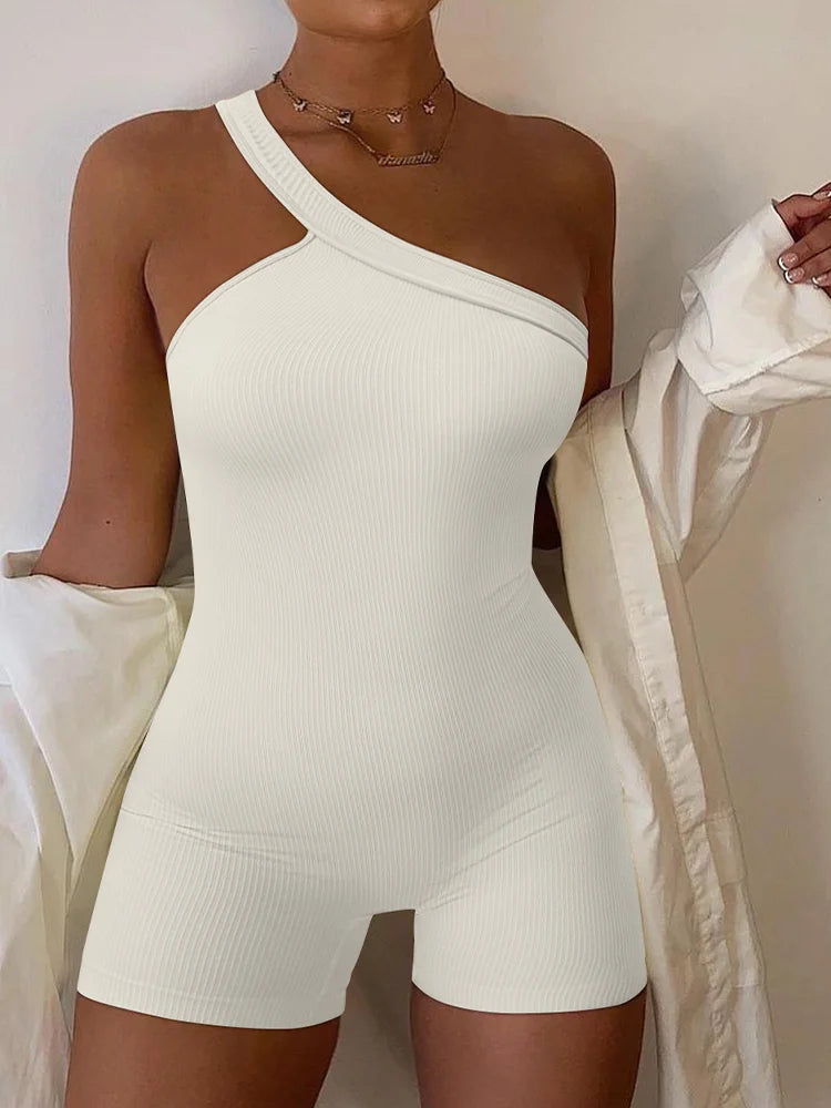 New Women's Yoga Rompers Ribbed Spaghetti Strap Jumpsuit