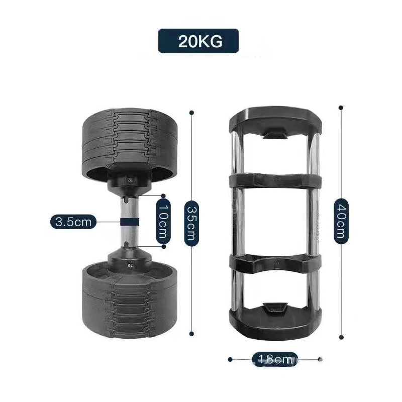 Adjustable Dumbbell Pair 2kg(5lb) or 4kg(9lb) Increase Max 45kg(100lb)