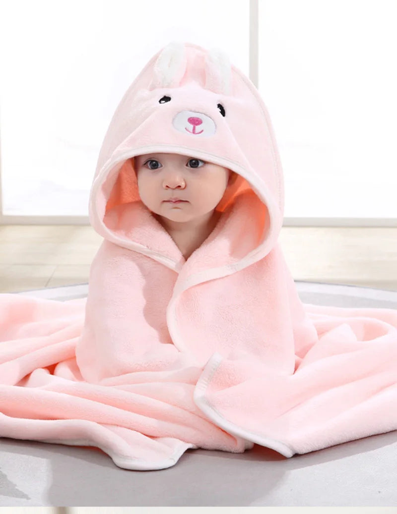 Cartoon Animal Baby Bath  Hooded Towel Bathrobe