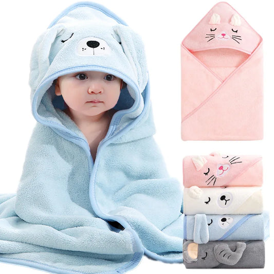 Cartoon Animal Baby Bath  Hooded Towel Bathrobe