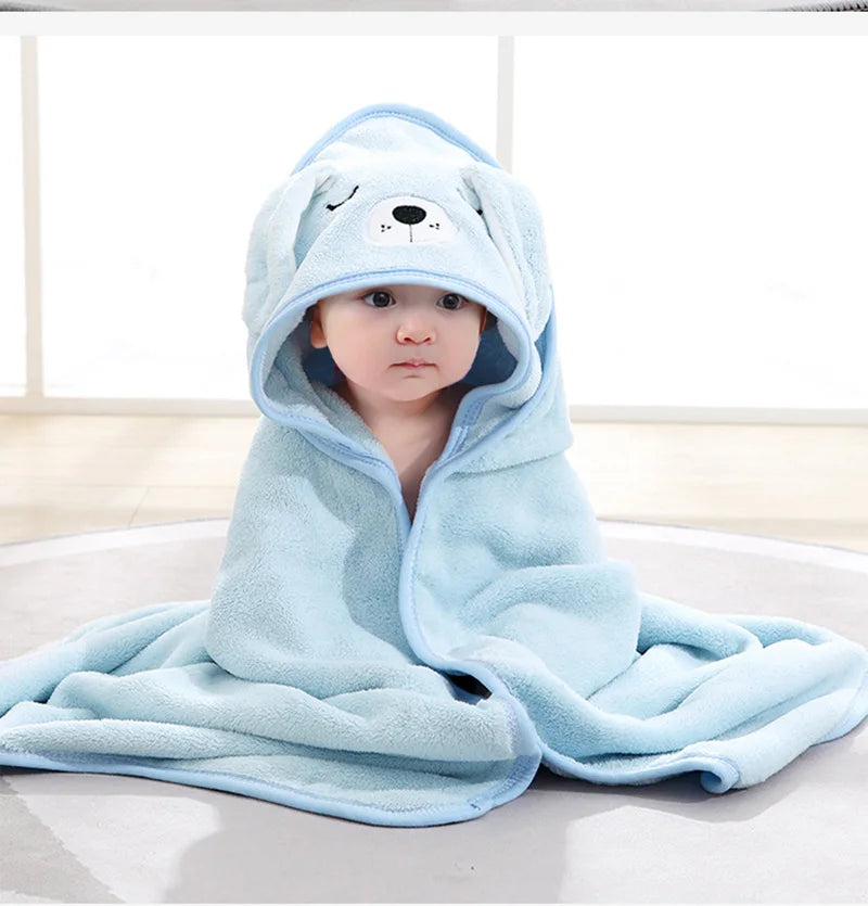 Cartoon Animal Baby Bath  Hooded Towel Bathrobe