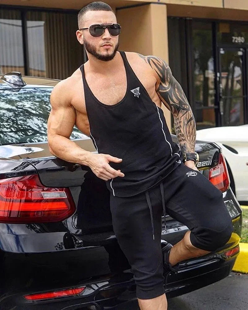 Mens Tank top Gyms Fitness sleeveless shirt
