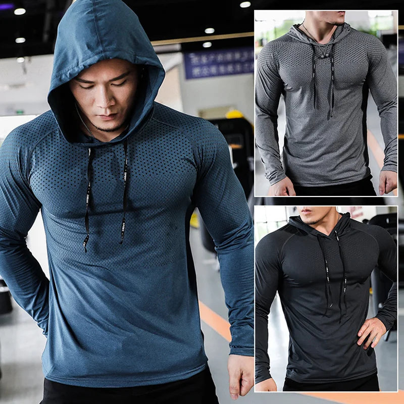 Mens Fitness Tracksuit Running Hoodie