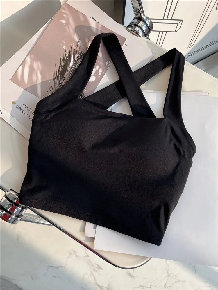 Women Nylon Cross Back Sports Bras