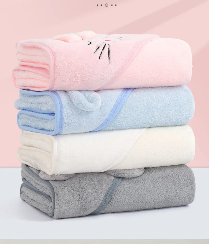 Cartoon Animal Baby Bath  Hooded Towel Bathrobe