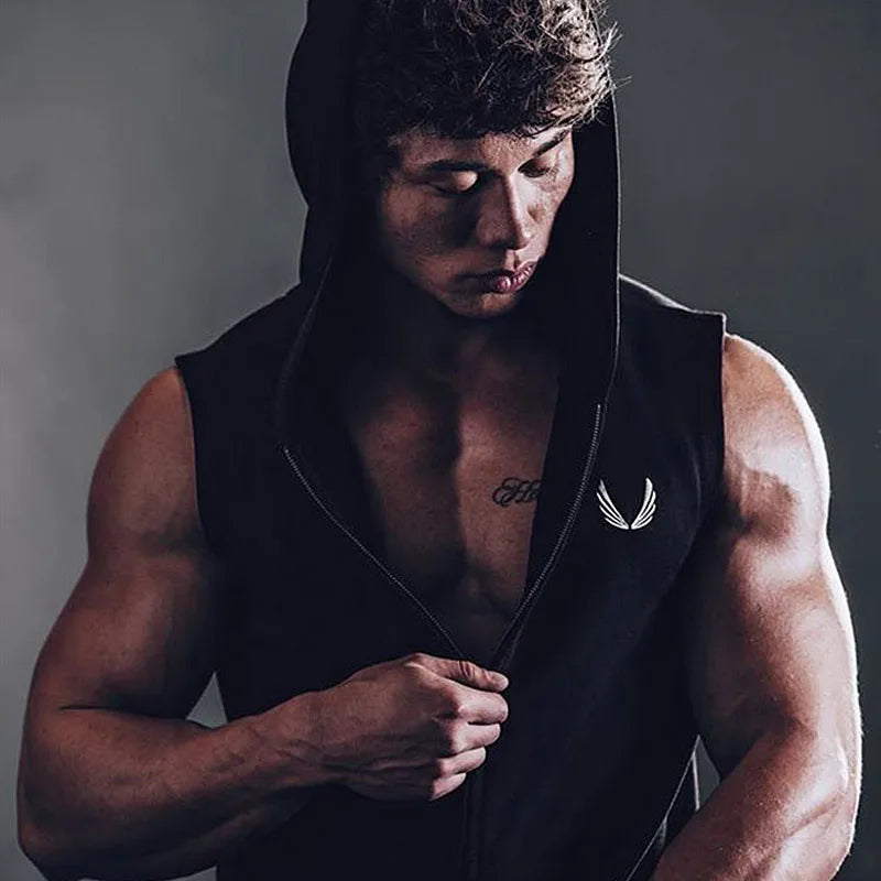 Men's Running Fitness Sleeveless Hoodie