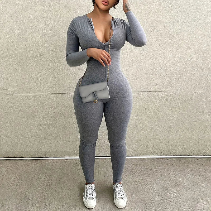 Sexy Sports Jumpsuits Women  Long Sleeve Bodycon Fashion Rompers