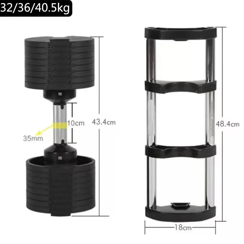 Adjustable Dumbbell Pair 2kg(5lb) or 4kg(9lb) Increase Max 45kg(100lb)