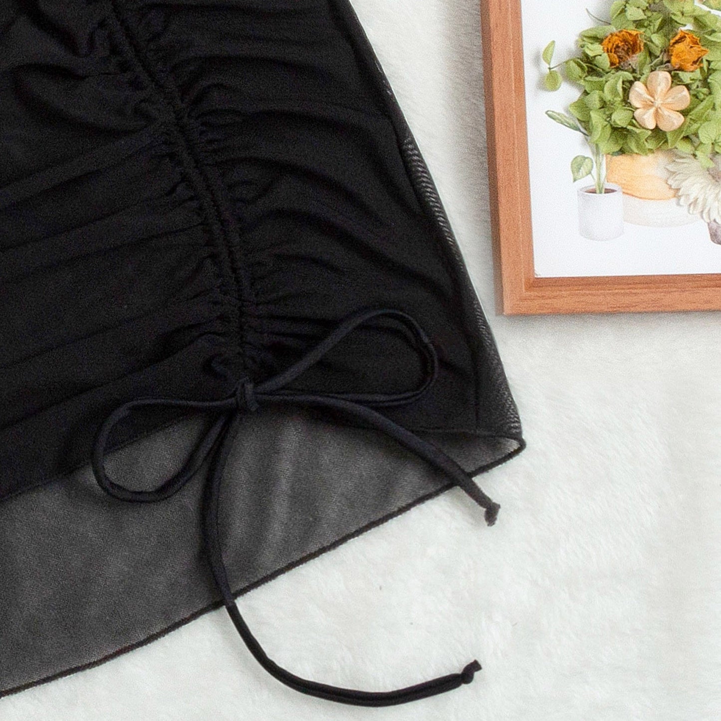 Women Black Chiffon Swimwear See Through