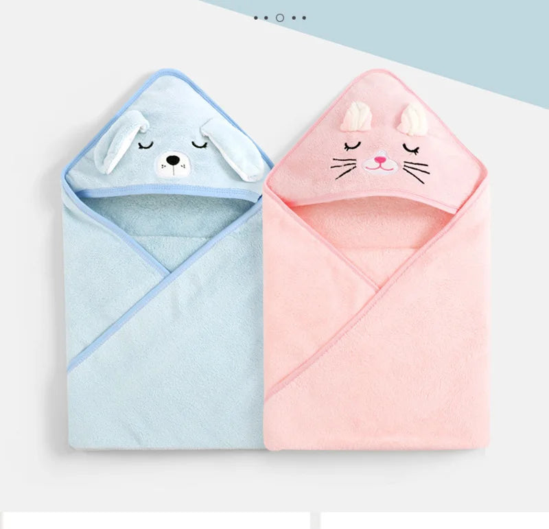 Cartoon Animal Baby Bath  Hooded Towel Bathrobe