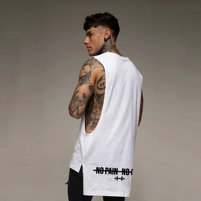 Fitness Tank Tops Men Extend Cut Off