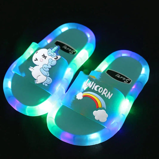 Children‘s Cartoon Unicorn Lighted Cute Slippers