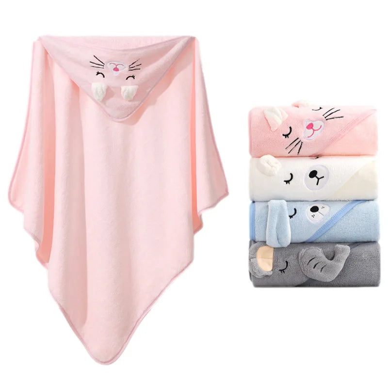 Cartoon Animal Baby Bath  Hooded Towel Bathrobe